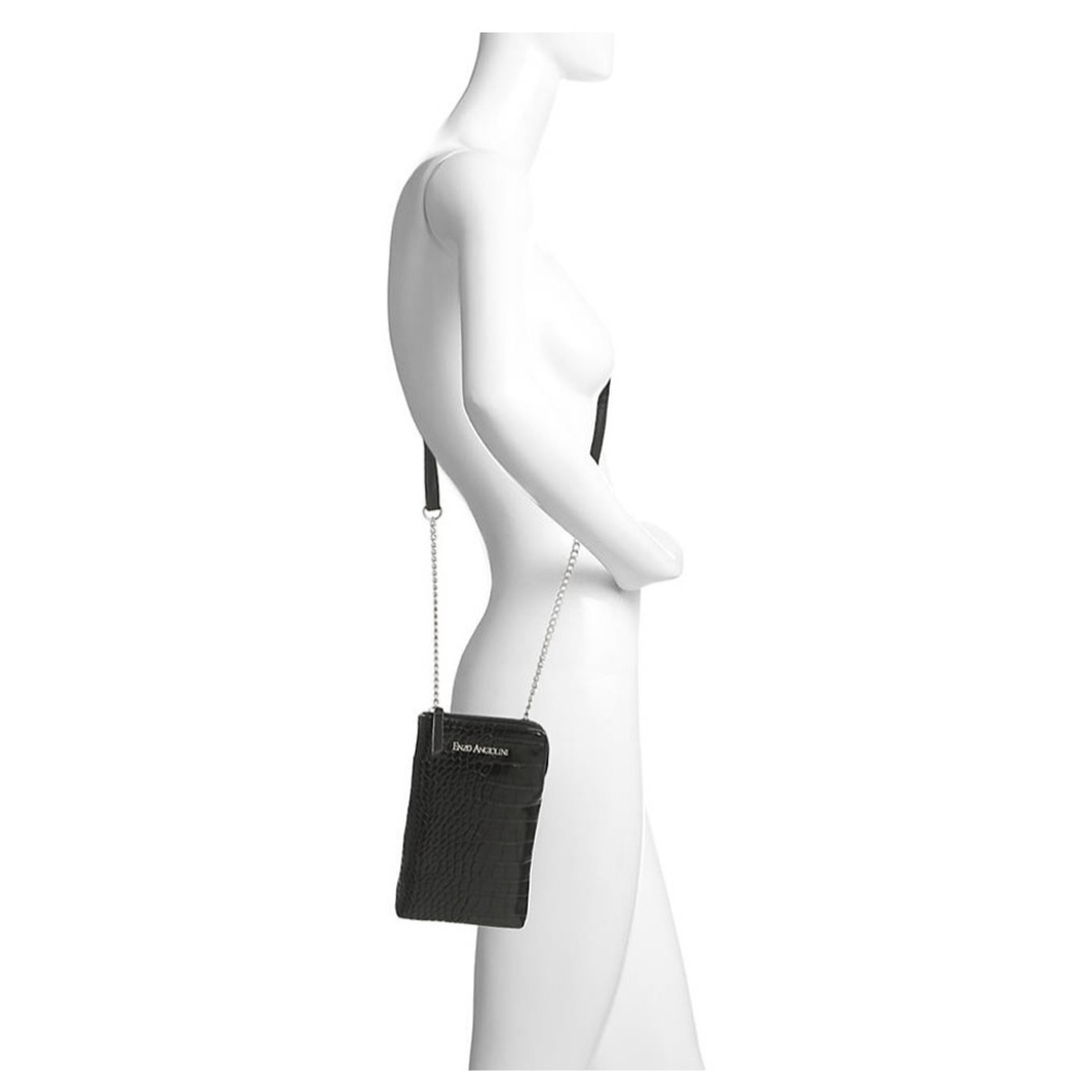 Enzo Angiolin crossbody black crocodile chain $48